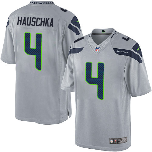 Men's Limited Steven Hauschka Nike Jersey Grey Alternate - #4 NFL Seattle Seahawks